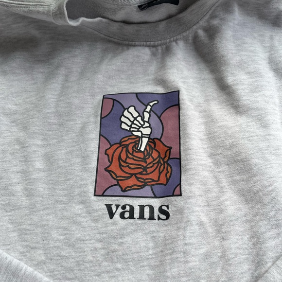 Vans Light Gray Sweatshirt with Graphic Rose Design size L - Picture 3 of 4
